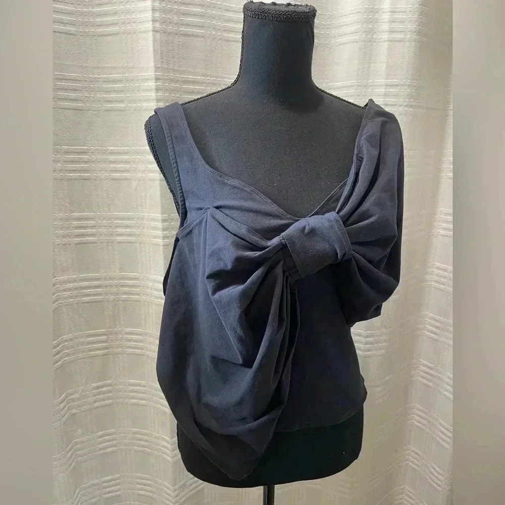 NWOT Free People big bow black cotton shirt